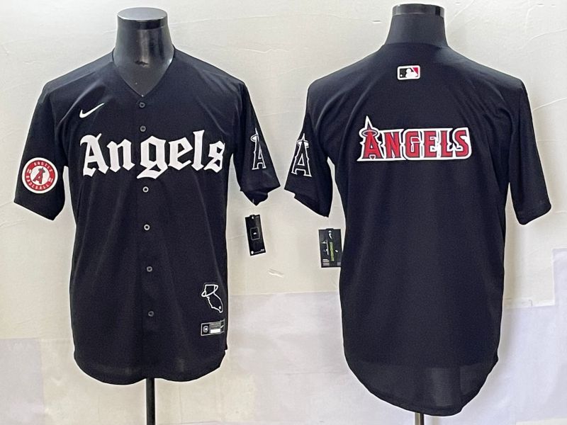 Men 2025 Los Angeles Angels Blank Black Five generations Joint Name Nike MLB Jersey style 11->los angeles angels->MLB Jersey
